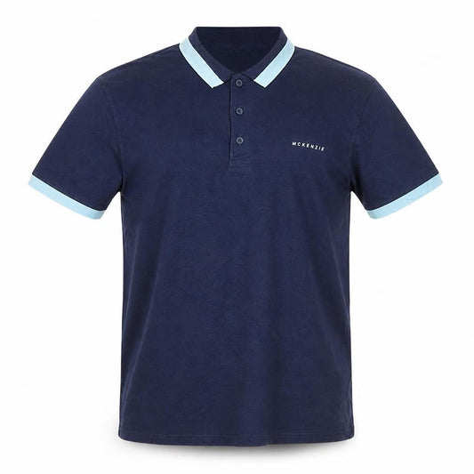 Front view of McKenzie Men's Blue Polo Shirt M Regular Fit Short Sleeve