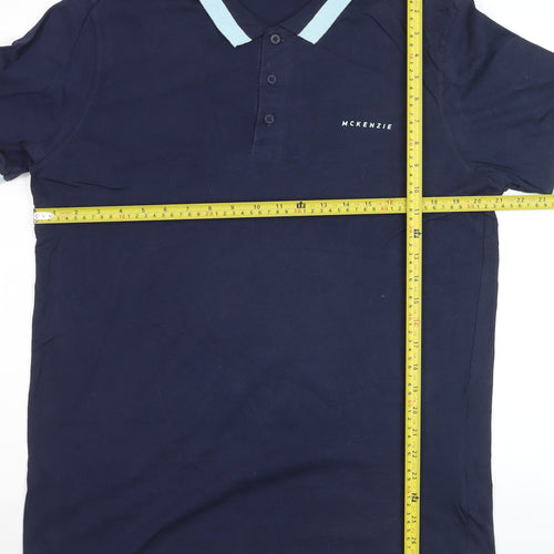 McKenzie Men's Blue Polo Shirt M Regular Fit Short Sleeve