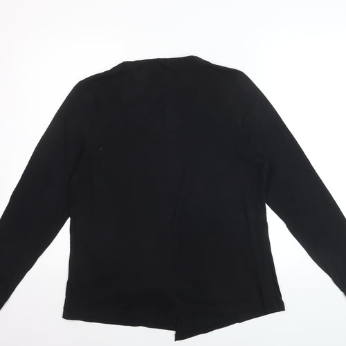 Asoy Women Black Size 14 Cardigan with Striped Mock Insert