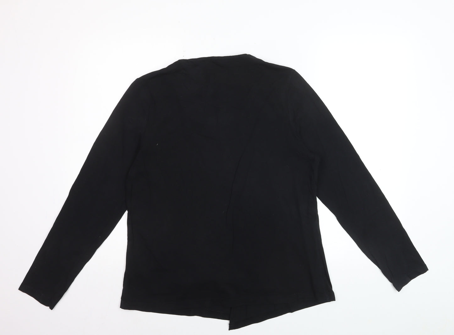 Asoy Women Black Size 14 Cardigan with Striped Mock Insert
