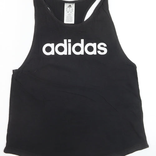 Adidas Womens Black Racerback Tank Top Size 12-14 Gym Training