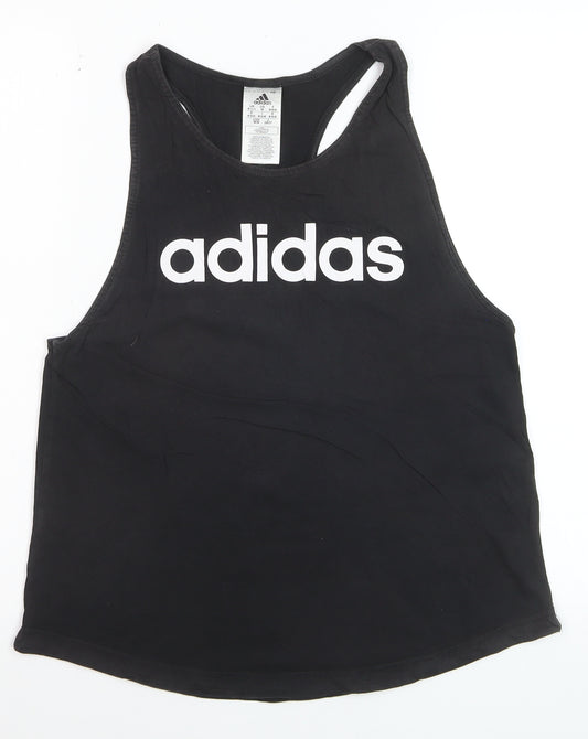 Adidas Womens Black Racerback Tank Top Size 12-14 Gym Training