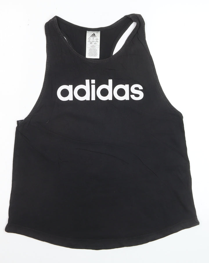 Adidas Womens Black Racerback Tank Top Size 12-14 Gym Training