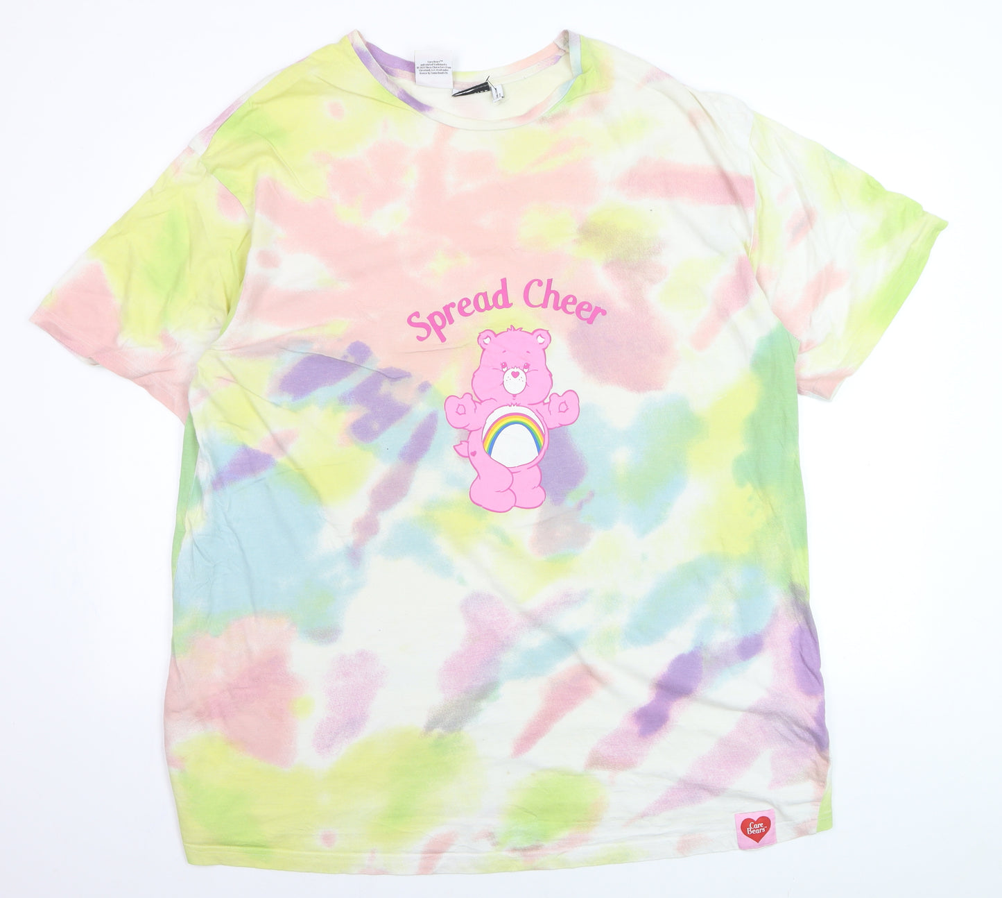 ASOS DESIGN Care Bears Women's Multicoloured Tie Dye Cotton T-Shirt Size 18