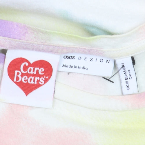 ASOS DESIGN Care Bears Women's Multicoloured Tie Dye Cotton T-Shirt Size 18