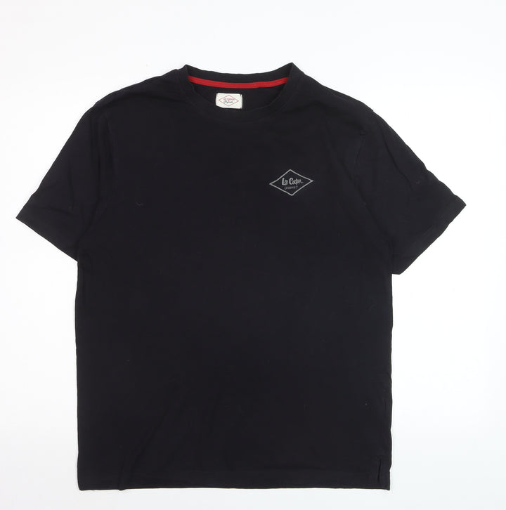Lee Cooper Men's Black Cotton Crew Neck Short Sleeve T-Shirt L