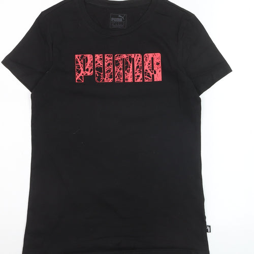 Puma Womens Black Crew Neck Short Sleeve Basic T-Shirt Size 10