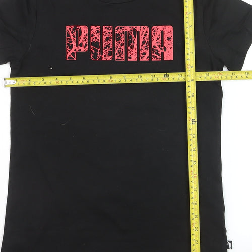 Puma Womens Black Crew Neck Short Sleeve Basic T-Shirt Size 10
