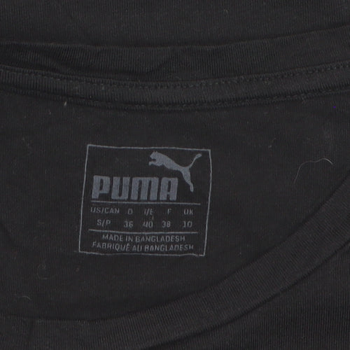 Puma Womens Black Crew Neck Short Sleeve Basic T-Shirt Size 10