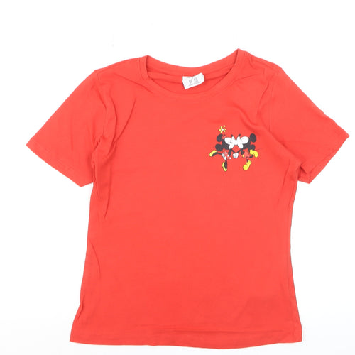 Disney Women Red Minnie Mouse T-Shirt Size S Crew Neck Short Sleeve