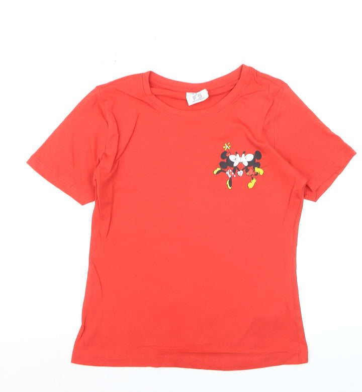 Disney Women Red Minnie Mouse T-Shirt Size S Crew Neck Short Sleeve