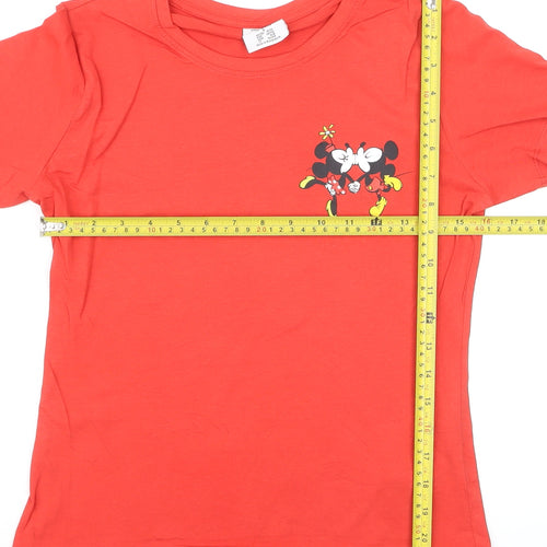 Disney Women Red Minnie Mouse T-Shirt Size S Crew Neck Short Sleeve