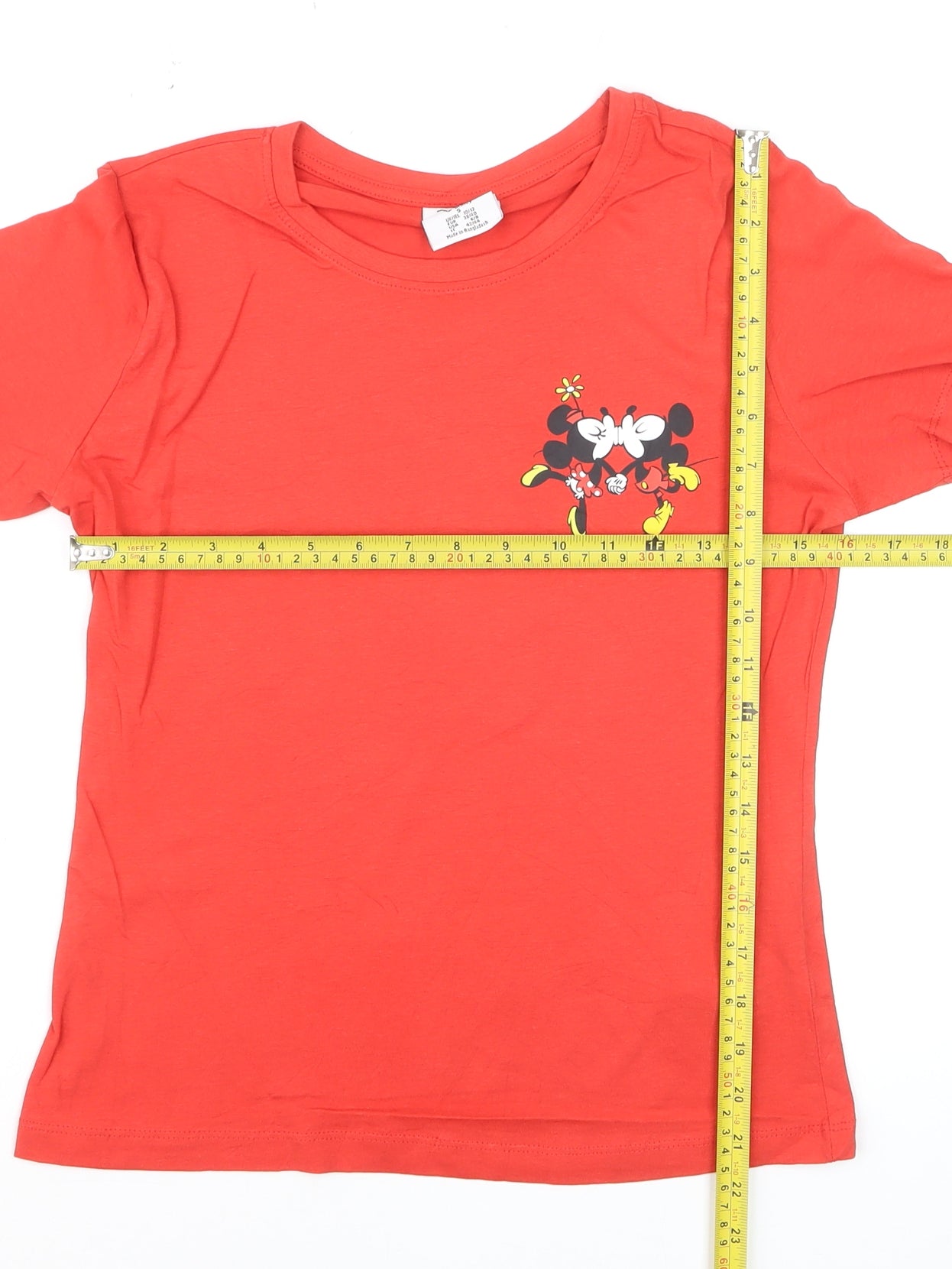 Disney Women Red Minnie Mouse T-Shirt Size S Crew Neck Short Sleeve