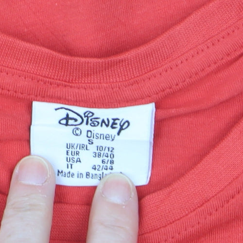 Disney Women Red Minnie Mouse T-Shirt Size S Crew Neck Short Sleeve