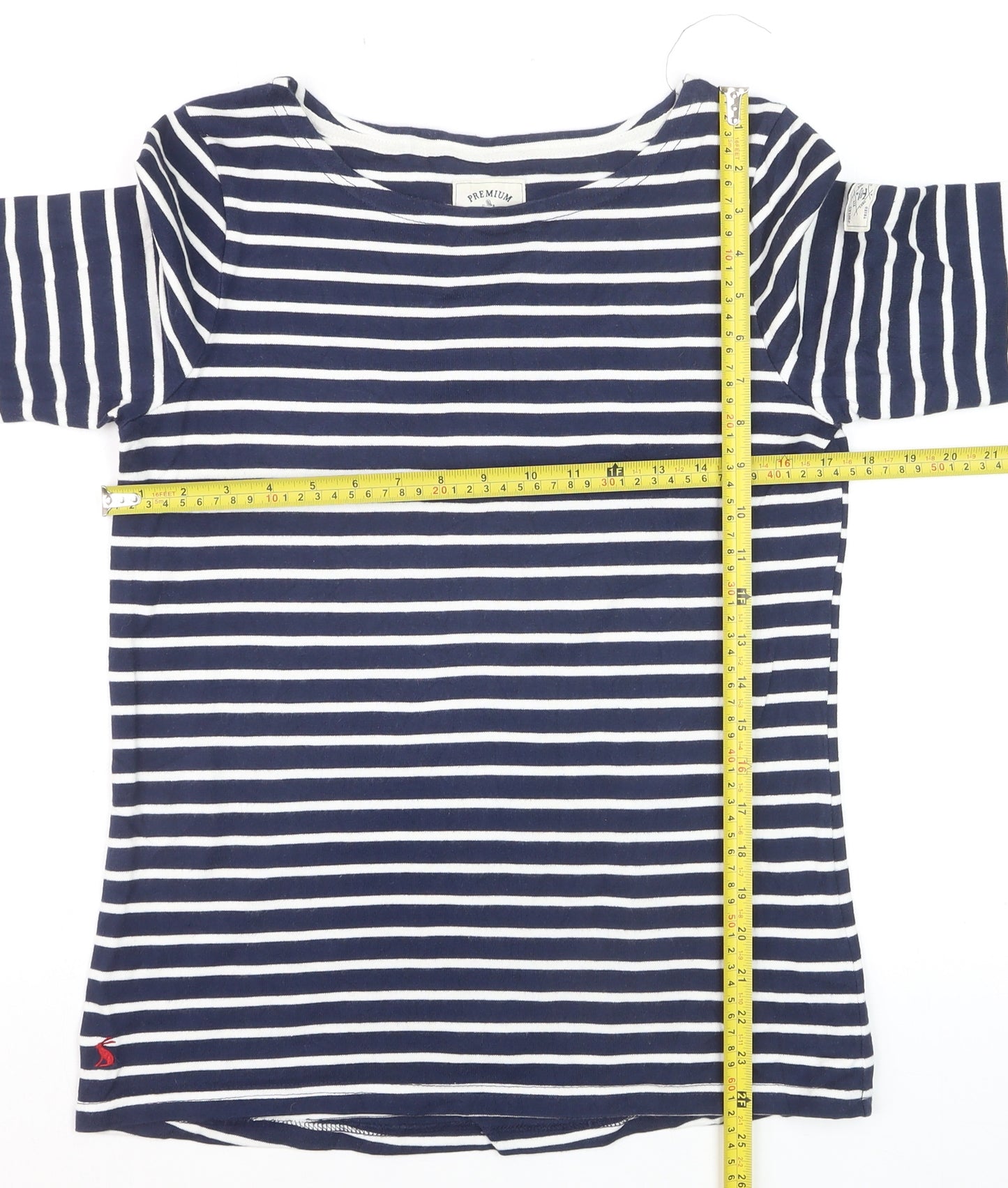 Joules Women Blue Striped Long Sleeve Boat Neck Cotton T-Shirt Size 10