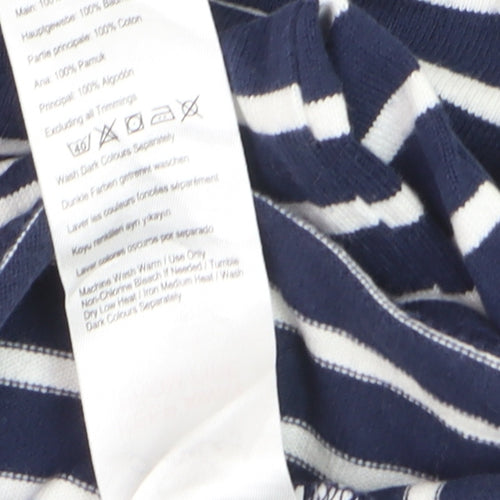 Joules Women Blue Striped Long Sleeve Boat Neck Cotton T-Shirt Size 10
