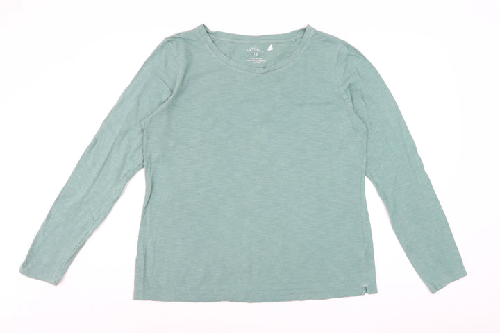 FatFace Womens Green Long Sleeve Cotton T-Shirt Size 16