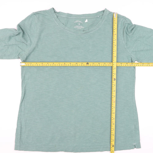 FatFace Womens Green Long Sleeve Cotton T-Shirt Size 16