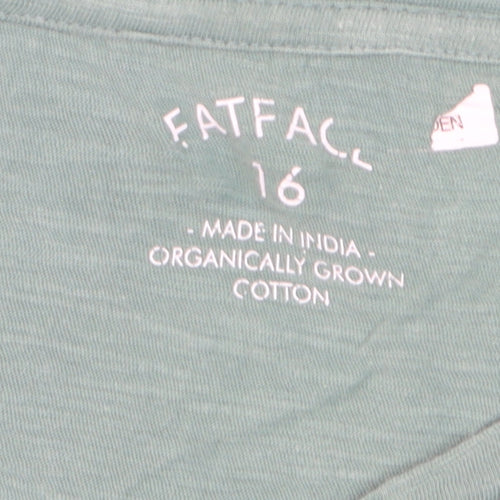 FatFace Womens Green Long Sleeve Cotton T-Shirt Size 16