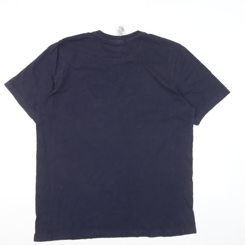 Adidas Men's Navy Blue Large Crew Neck Short Sleeve Graphic T-Shirt