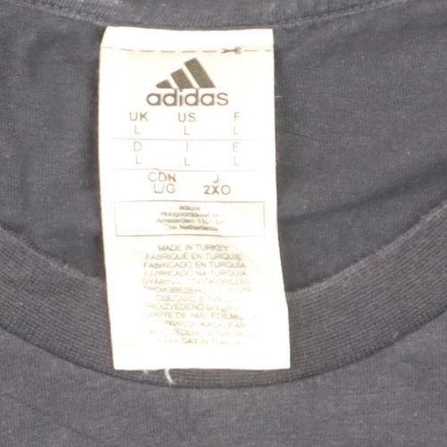 Adidas Men's Navy Blue Large Crew Neck Short Sleeve Graphic T-Shirt