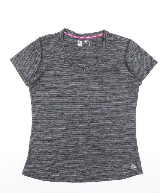 RBX Women Grey V-Neck Short Sleeve Athletic T-Shirt Size L