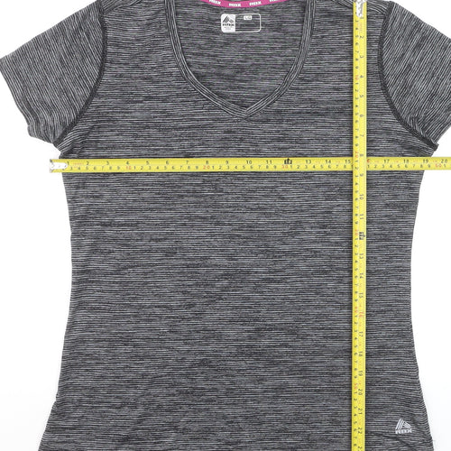 RBX Women Grey V-Neck Short Sleeve Athletic T-Shirt Size L