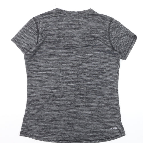 RBX Women Grey V-Neck Short Sleeve Athletic T-Shirt Size L