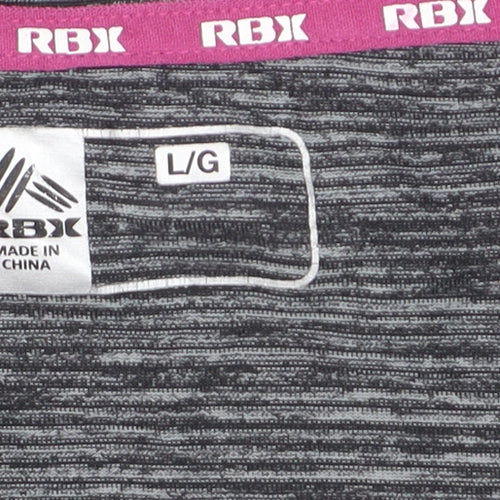 RBX Women Grey V-Neck Short Sleeve Athletic T-Shirt Size L
