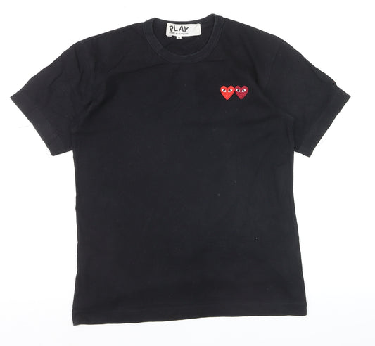 Comme des Garçons Play Women's Black Embroidered Heart T-Shirt Size S