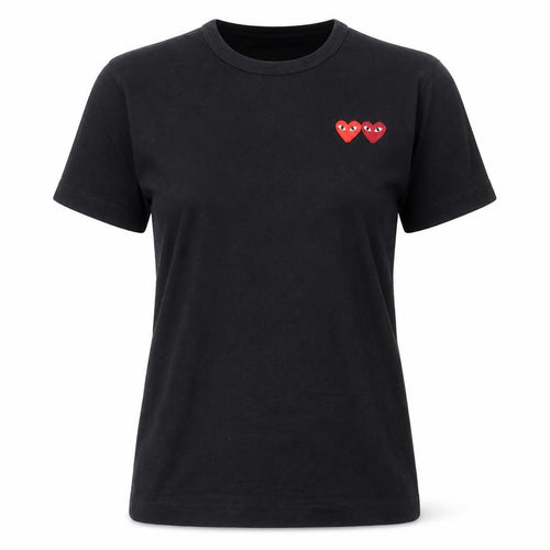 Comme des Garçons Play Women's Black Embroidered Heart T-Shirt Size S