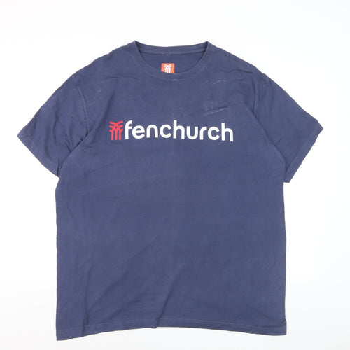 Fenchurch Men's Blue 2XL Cotton Logo Crew Neck Short Sleeve T-Shirt