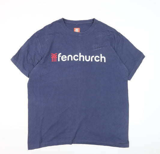 Fenchurch Men's Blue 2XL Cotton Logo Crew Neck Short Sleeve T-Shirt