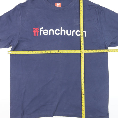 Fenchurch Men's Blue 2XL Cotton Logo Crew Neck Short Sleeve T-Shirt