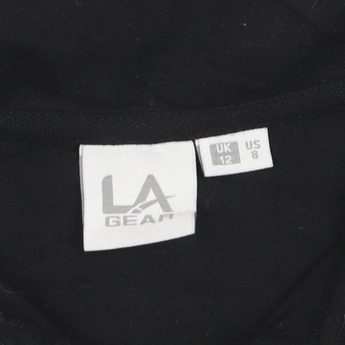 LA Gear Womens Black Polo Shirt Size 12 Short Sleeve Stretch Top