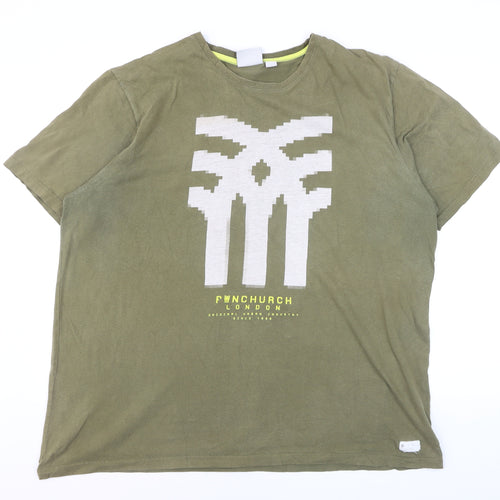Fenchurch London Men's Green XL Graphic Print Crew Neck T-Shirt