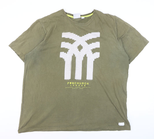 Fenchurch London Men's Green XL Graphic Print Crew Neck T-Shirt