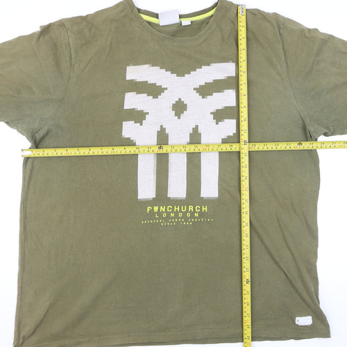 Fenchurch London Men's Green XL Graphic Print Crew Neck T-Shirt