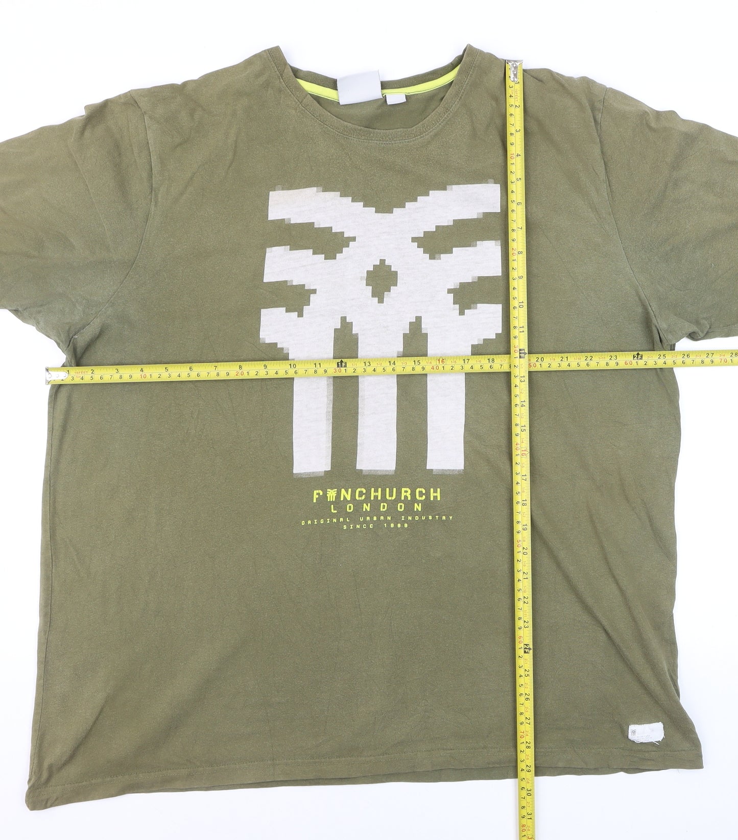 Fenchurch London Men's Green XL Graphic Print Crew Neck T-Shirt