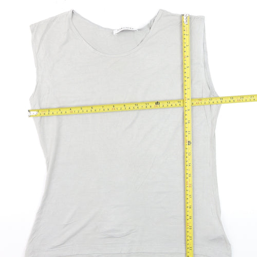 Olsen Women’s Grey Sleeveless Basic Viscose Stretch Top Size 16