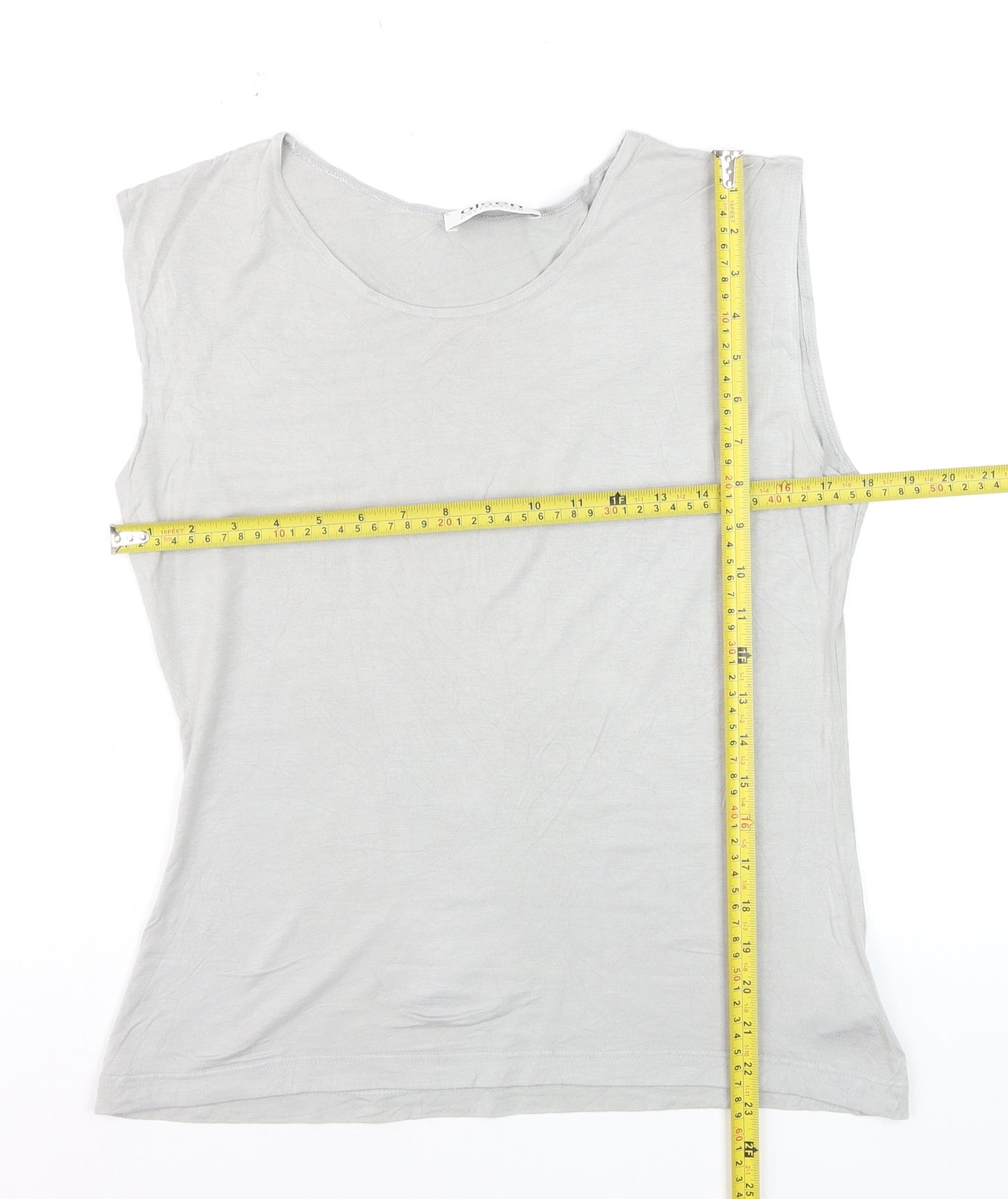 Olsen Women’s Grey Sleeveless Basic Viscose Stretch Top Size 16