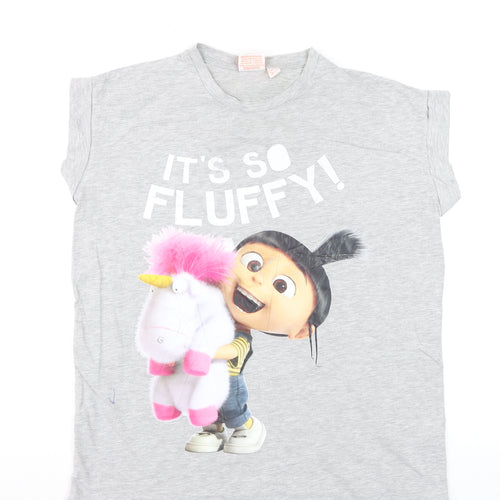 Despicable Me Grey Women's T-Shirt Size 14 Crew Neck Cotton Blend