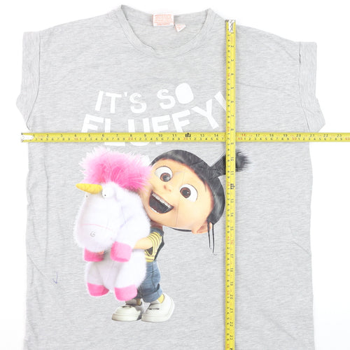 Despicable Me Grey Women's T-Shirt Size 14 Crew Neck Cotton Blend