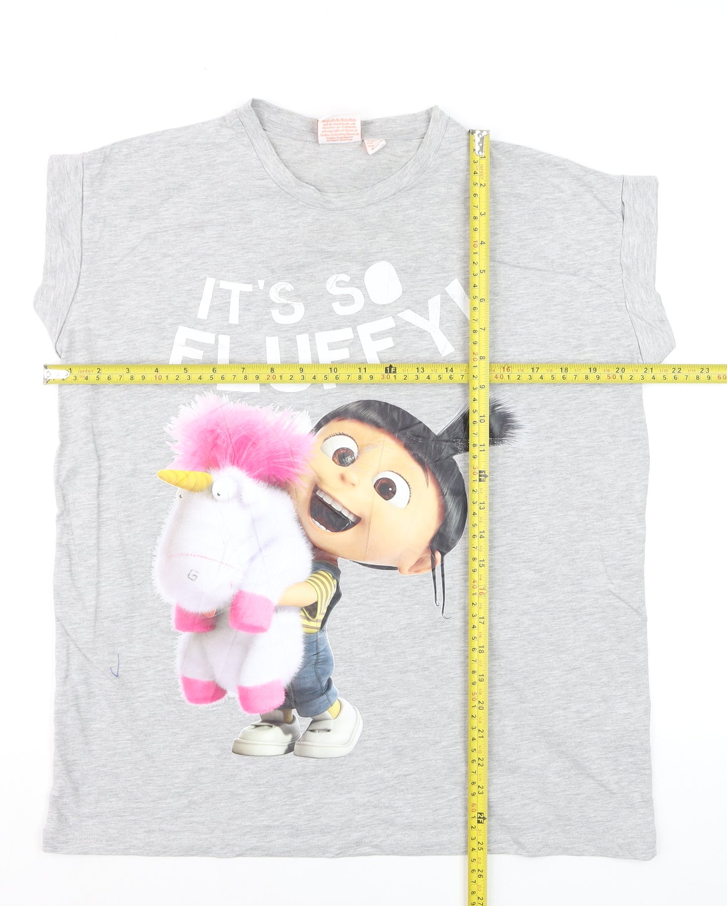 Despicable Me Grey Women's T-Shirt Size 14 Crew Neck Cotton Blend