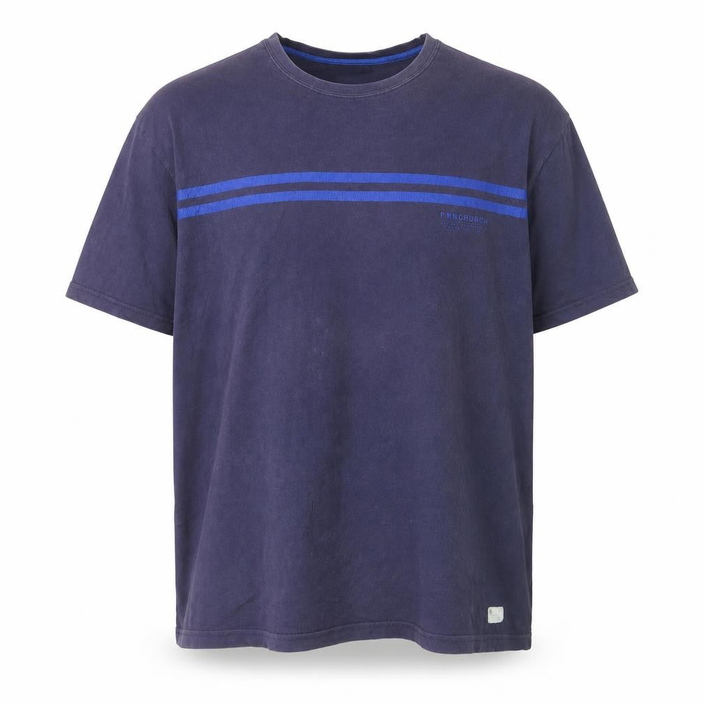 Front view of Fenchurch Men’s Blue XL Crew Neck Cotton T-Shirt