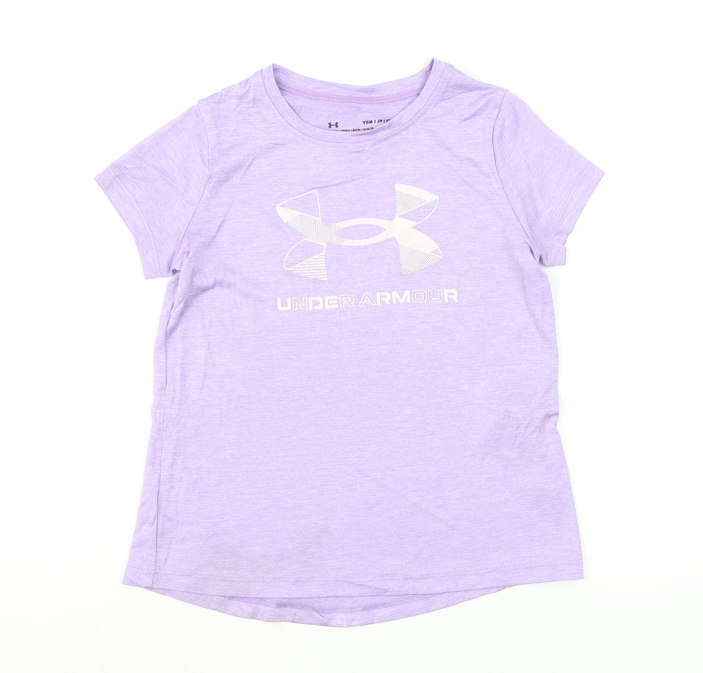 Under Armour Girls Purple Short Sleeve HeatGear Logo T-Shirt YSM