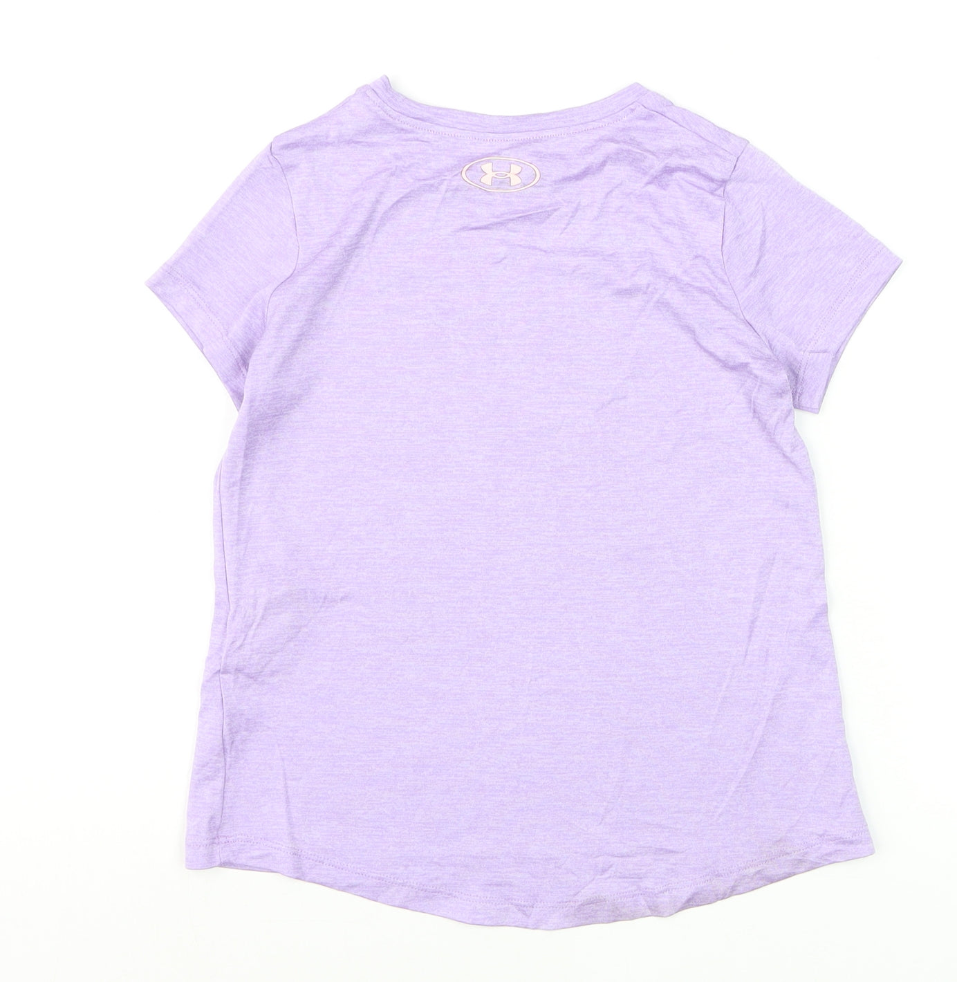 Under Armour Girls Purple Short Sleeve HeatGear Logo T-Shirt YSM