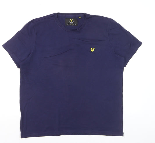 Lyle & Scott Men's Navy Blue Crew Neck Cotton T-Shirt Size L