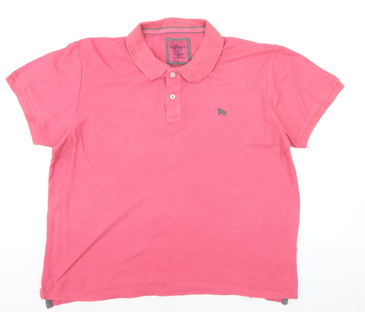 Old Navy Men's Pink XL Fitted Cotton Polo Shirt Casual Summer
