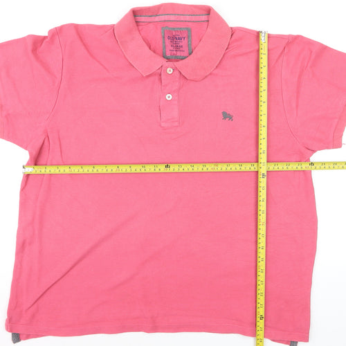 Old Navy Men's Pink XL Fitted Cotton Polo Shirt Casual Summer